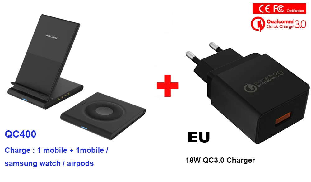 add EU adapter Магнитное Беспроводное зарядное устройство QI для iPhone XS 11 samsung S10 Plus Watch gear S2 S3 S4 Sport active Buds 10W Быстрое беспроводное зарядное устройство - Цвет: add EU adapter