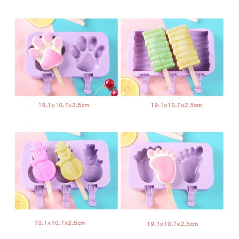 Силиконовая форма для мороженого с крышкой животных приготовление желе шариков