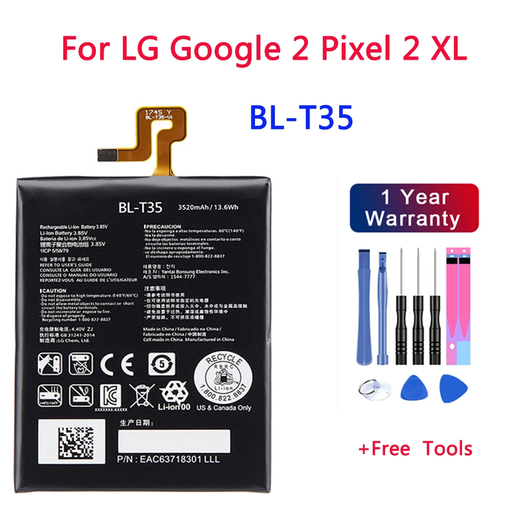 3.85V BL-T35 Phone Battery For LG Google 2 Pixel 2 XL Replacement Batteries 3520mAh +free tool