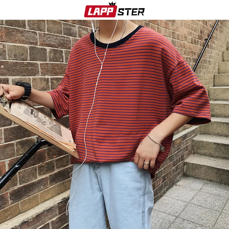 LAPPSTER уличная мужская полосатая футболка лето 2019 Мужская s Harajuku корейская мода Хип