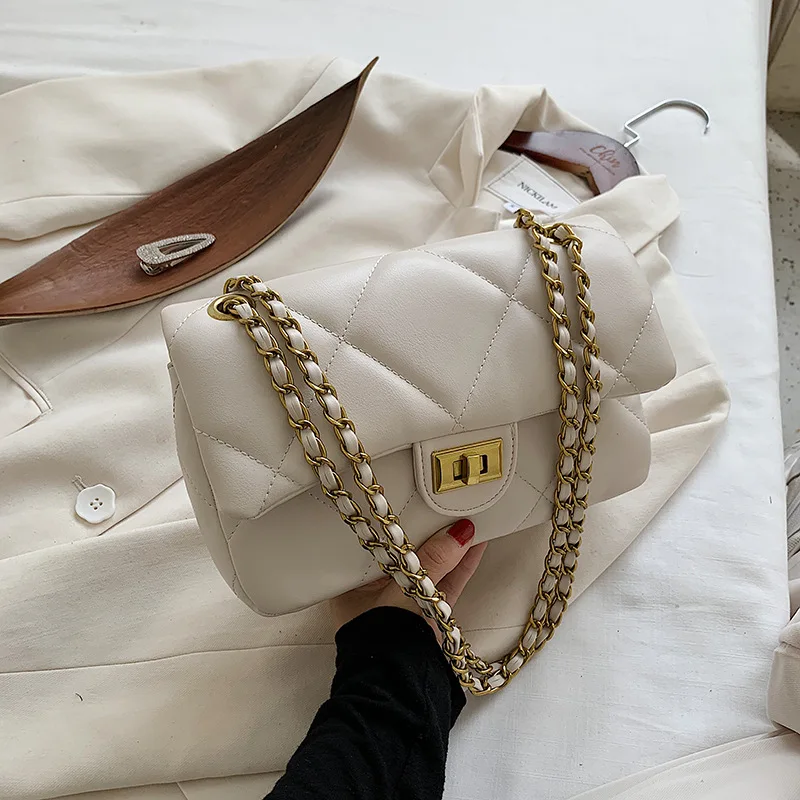 

Locking Diamond Small Square Bag 2021 New Autumn Fashion Ladies Luxury High-quality Casual Simple Chain Shoulder Messenger Bag