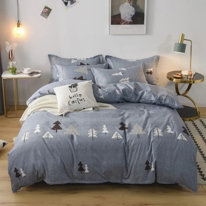 

Комплект серого пододеяльника с рисунком кипариса, 3/4 шт., постельное белье, простыня, наволочка для взрослых и детей
