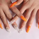 24 шт. нажимные ногти длинные квадратные полное покрытие прозрачные микробусины микро дрель оранжевый балерина съемные накладные ногти маникюр