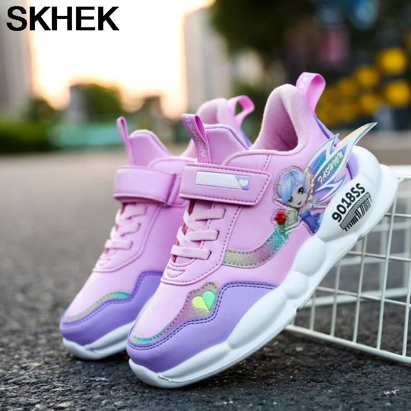Детские теплые кроссовки SKHEK зимняя новая модная бархатная кожаная детская обувь