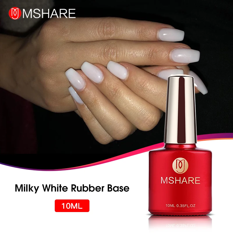 

MSHARE Rubber Base Milky White Gel Polish Coat Nude Pink Brown Soak Off Nails Gels Builder Varnish Lacquer 10ml