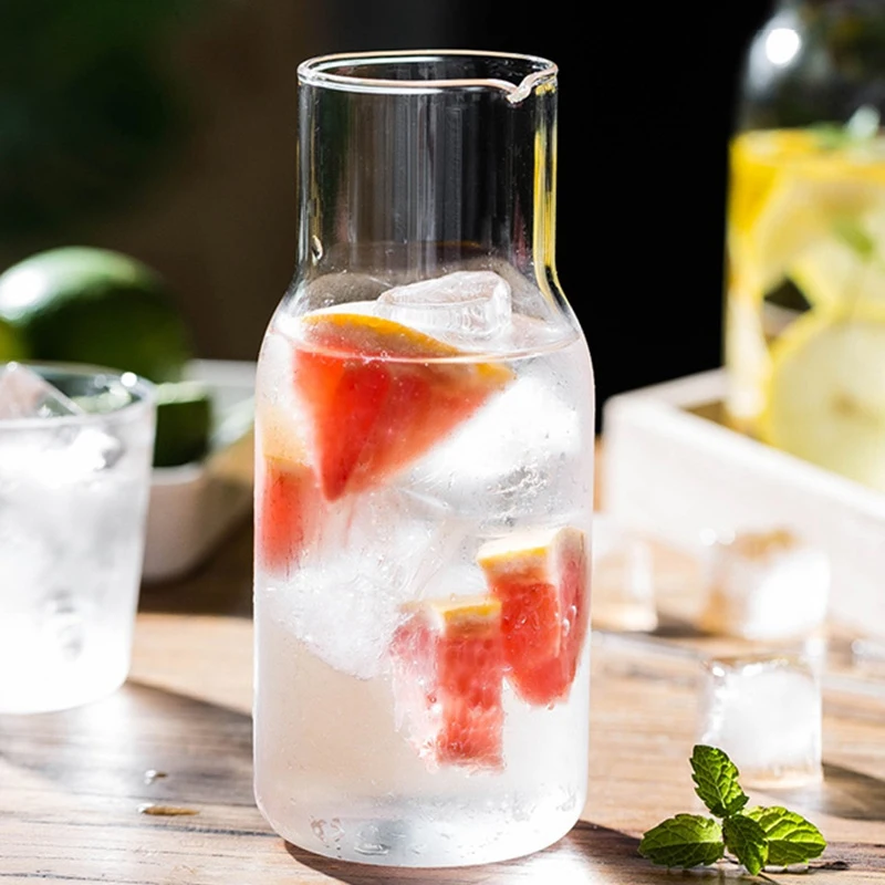 

Water Carafe with Tumbler Glass Cold Hot Water Bottle Cup Sets Bedside Water Pitcher High Temperature Resistance Bottle