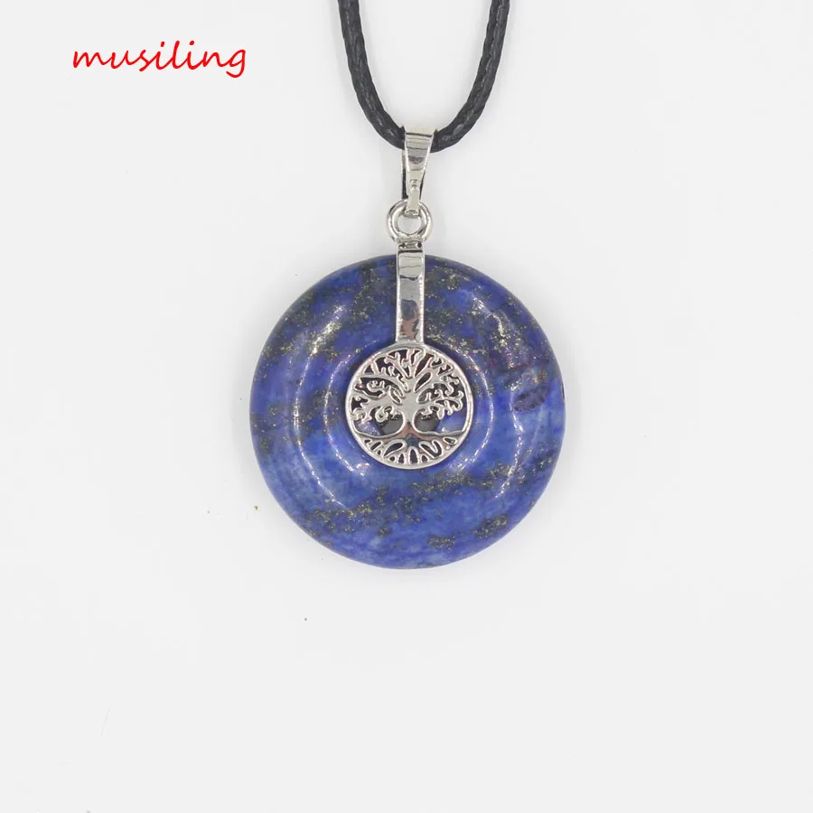 Lapis Lazuli Жизнь Дерево круглые полые кристаллы кварц подвеска-маятник натуральный камень рейки амулет ювелирные изделия - Окраска металла: Lapis Lazuli