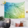 BlessLiving Plant Leaves Wall Hanging Leaf Texture Bed Sheet 3D Print Nature Wall Carpet Green Blue Custom Tapestry Dropshipping 1