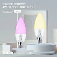2pcs zigbee 3 0 gledopto dimmable led candle bulb 4w e12e14 pro compatible with tuya app amazon alexa voice rf remote control