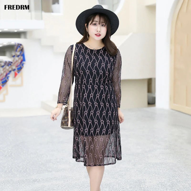 Женское кружевное платье-трапеция FREDRM Повседневное платье большого размера с