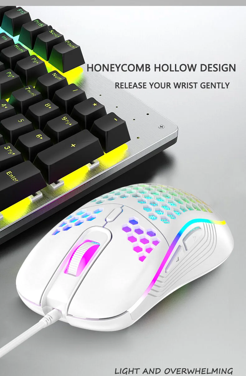 Lightweight RGB Gaming Mouse 7200DPI Honeycomb Shell Ergonomic Mice with Ultra Weave Cable For Computer Gamer PC Desktop | Компьютеры и