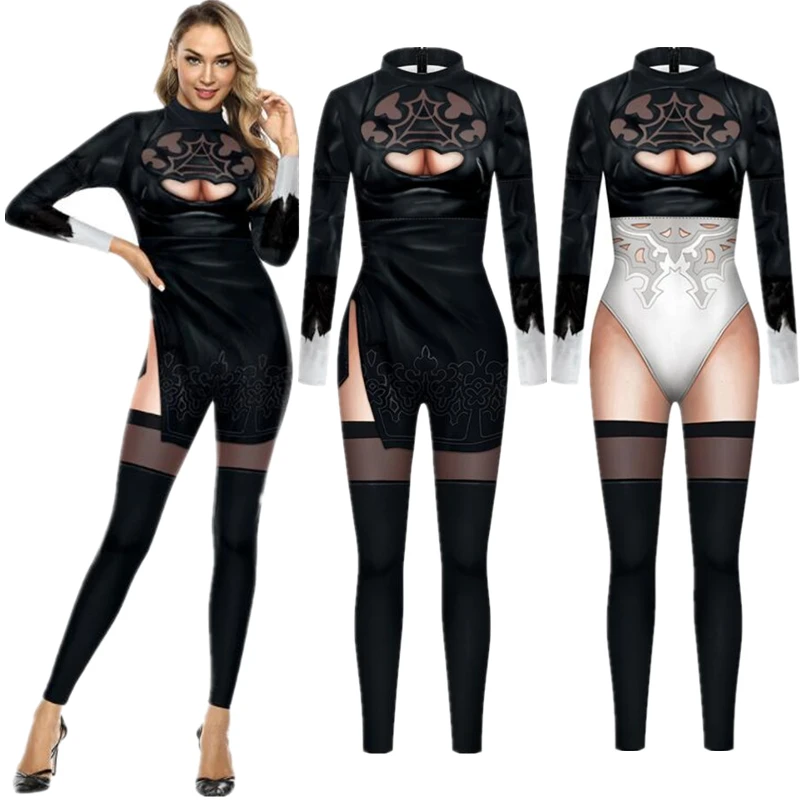 

Game Nier Automata 2B Sexy Slim Jumpsuit Catsuit Cosplay Costumes Zentai Women Bodysuit Fancy Dress Halloween