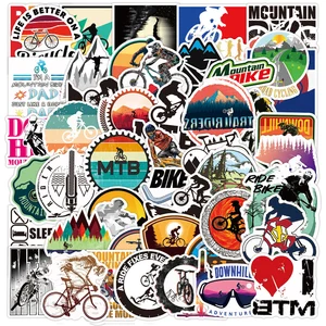 50pcs mountain bike stickers waterproof outdoor mtb bicycle sticker cool for diy laptop pc phone skateboard luggage pegatinas free global shipping