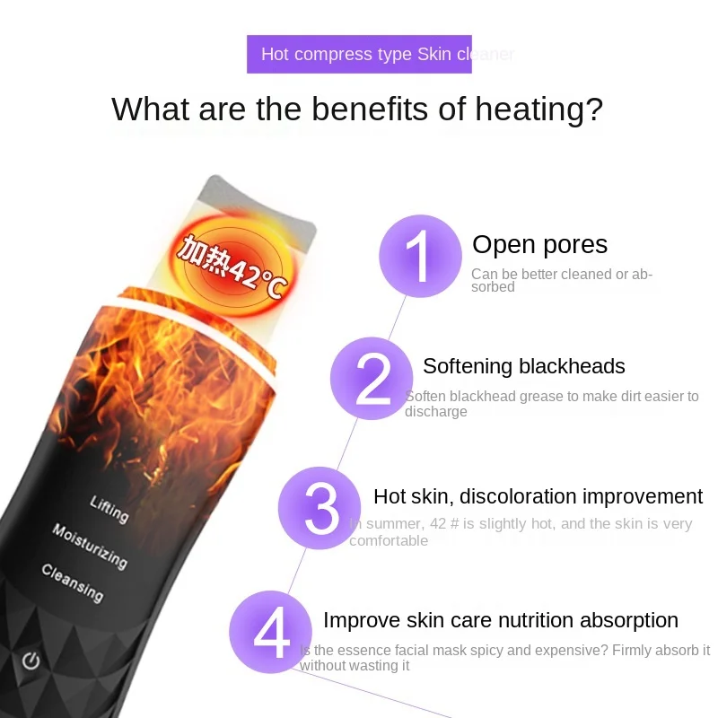 Beste Huid Scheppen Machine, Warm Kompres, Ultrasone Schoonheid Instrument, Ioniserende Mee-eter Reiniging Instrument, Pore Cleaner