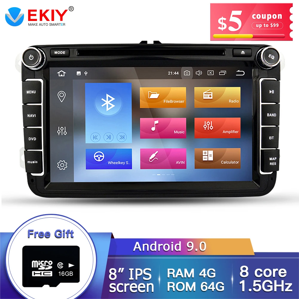 Автомобильный мультимедийный плеер Ekiy IPS 8 дюймов 2Din Android 9 Авторадио для