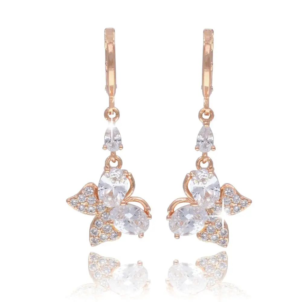 Модные Винтажные 585 розовое золото кристалл Бабочка кубический циркон простые