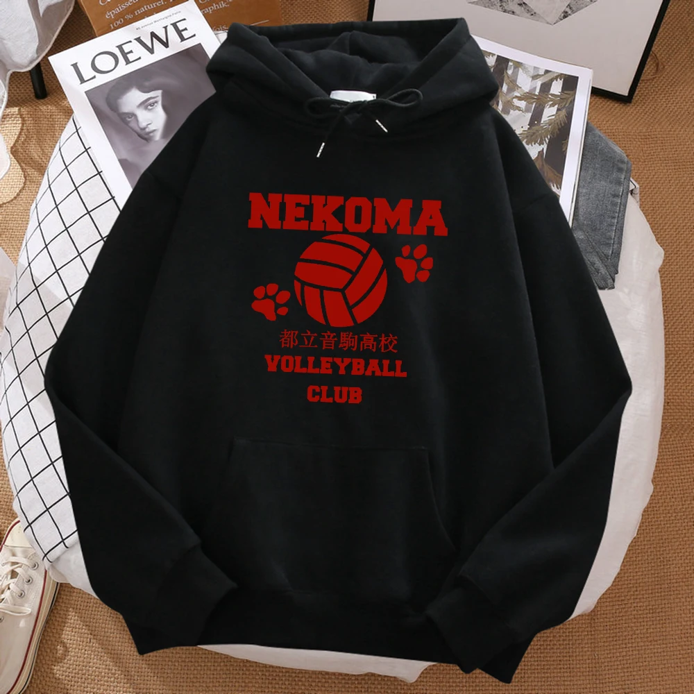 

Толстовка Haikyuu для Волейбольного клуба с красным принтом, флисовая толстовка с капюшоном в стиле Харадзюку, удобная толстовка с капюшоном в ...