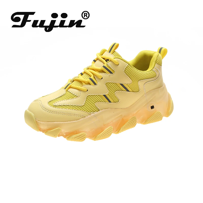 Женские кроссовки на толстой подошве Fujin дышащие с перекрестной шнуровкой и