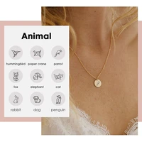 jujie trendy 316l stainless steel custom engrave necklaces for women 2020 origami animal series necklace pendant jewelry