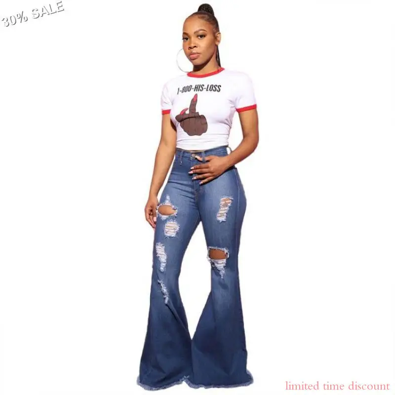 Long Flower Jeans Pants with Holes High Waist Cut Out Ladies Denim Trousers Fashion Sexy Hole Style | Женская одежда