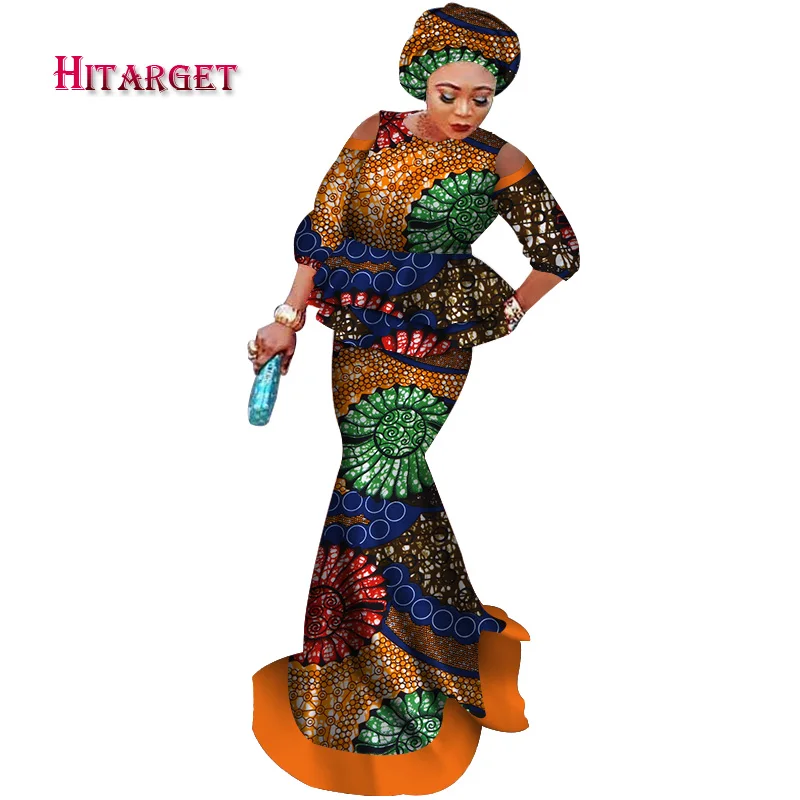 Африканские платья для женщин топ + юбка головной платок костюм из 3 предметов