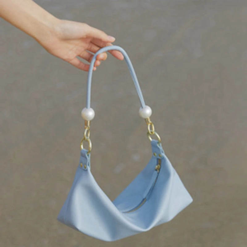 

malist Pearl Chain Soft Leather Armpit Bag Handbag Women's Leather 2021 New Small Crowd Ins Shoulder Bags Baguette