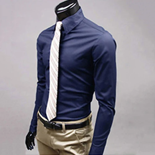 

Men's Shirts New Fashion Cotton Long Sleeve Shirt Male Social Casual Business White Black Dress Shirt Solid Candy Color Slim Top
