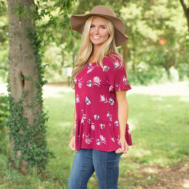 Женская блузка с цветочным принтом элегантная повседневная Свободная рубашка