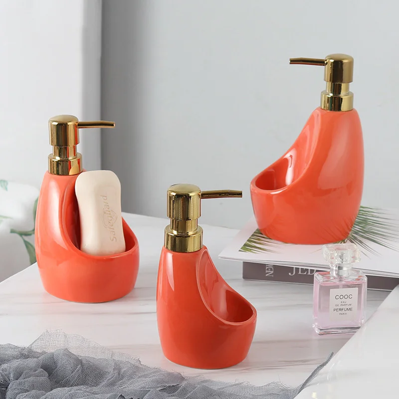 

SHZQ 580ml Ceramic Multifunction Liquid Soap Dispenser Bottle for Kitchen Bathroom Home Hotel Decoration Bathroom Accessories