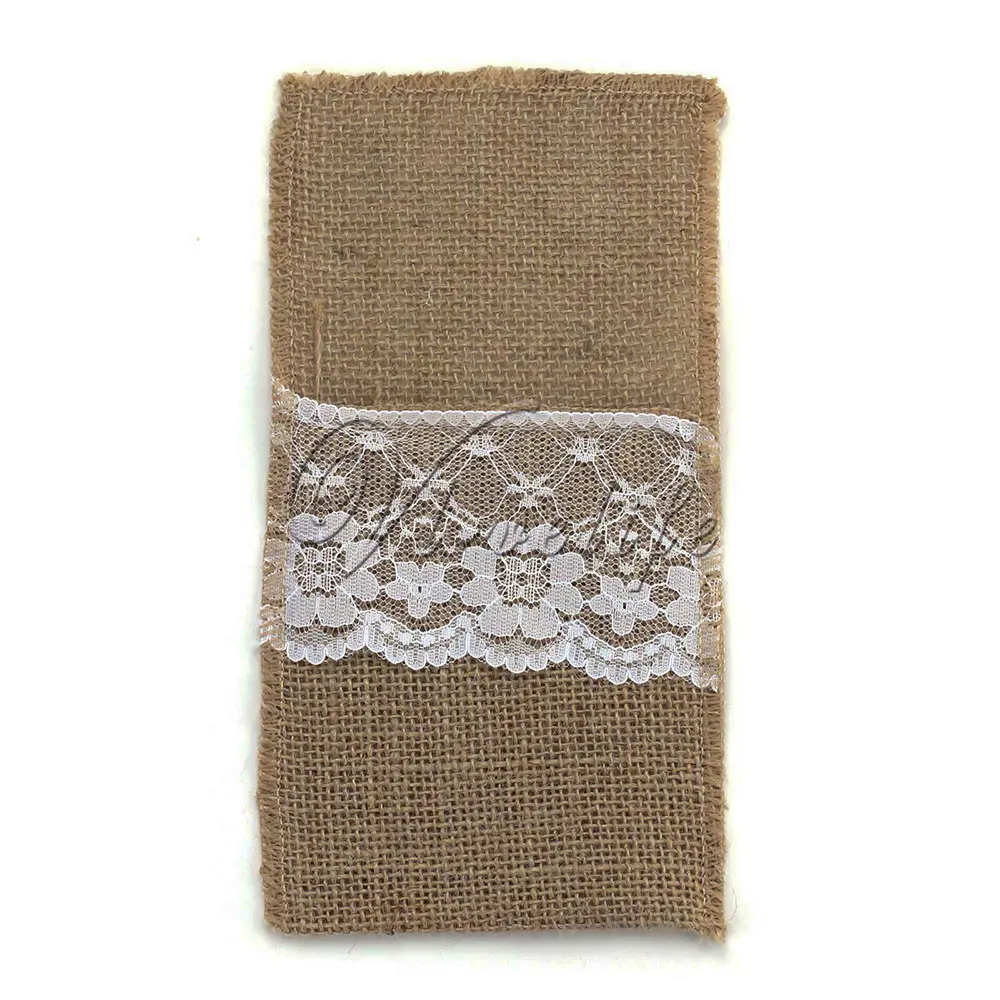 10 шт. упаковка вилка и держатель ножа карман 4 &quotx 8&quot Винтаж джутовая Мешковина