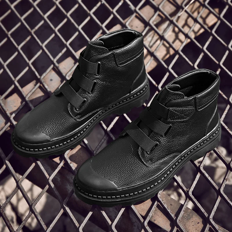 

Fashion Men's Boots genuine Leather Male Waterproof Shoes Chaussure Mans Casual Shoes For Men ankle Boots Footwear Male Sneakers