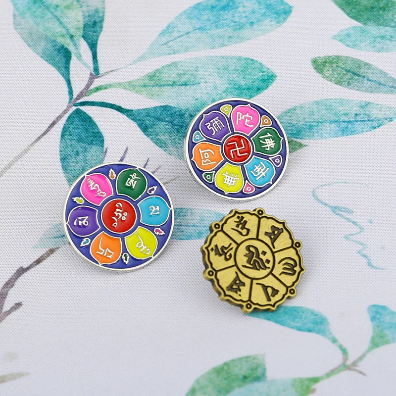 Брошь Будда в этническом стиле аксессуары для одежды значок Тай Чи с мантрой