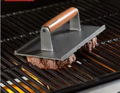 Чугунная профессиональная нажимная тарелка для барбекю мяса сковорода стейк