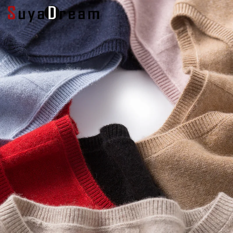 SuyaDream/женские кашемировые свитера с круглым вырезом простые шерстяные пуловеры
