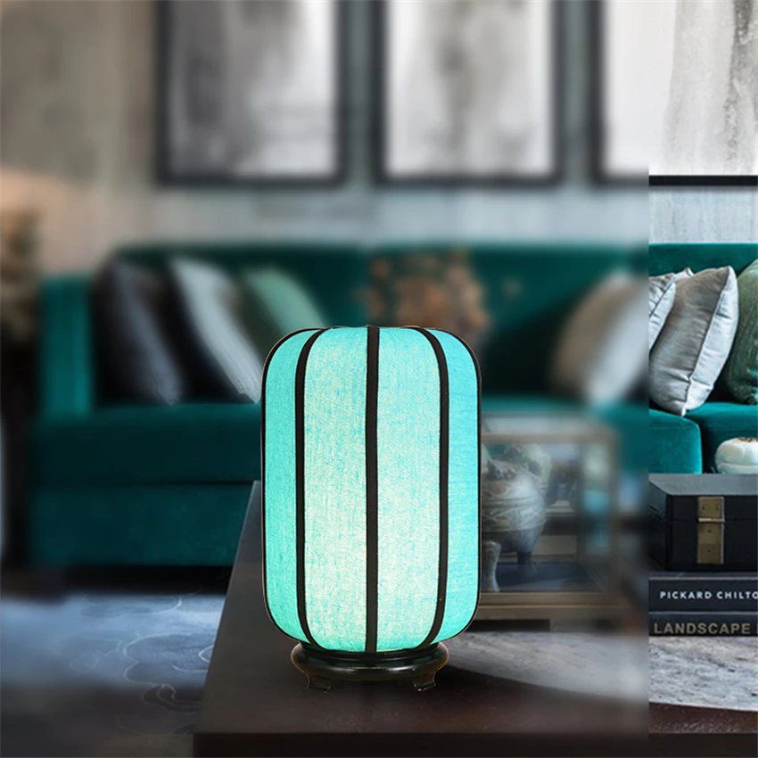 Новые китайские тканевые настольные лампы с ручной росписью фонарики для