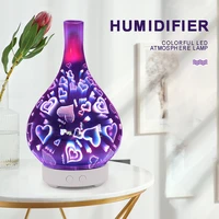 for car office home bedroom 1pc 100ml 3d glass love heart essential oil diffuser portable mini ultrasonic humidifier