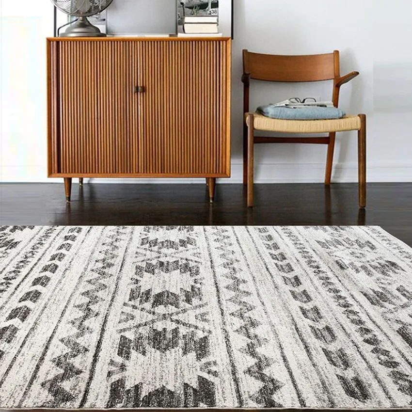 Ковер для гостиной в скандинавском стиле с геометрическим рисунком большой