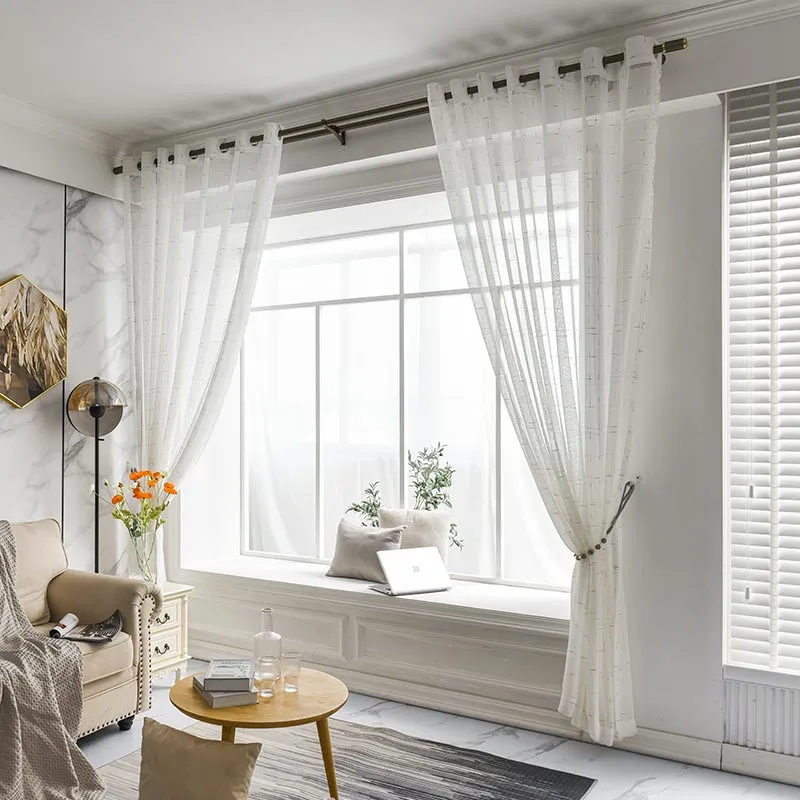 Тюлевые занавески из золотистой проволоки для гостиной прозрачные Занавески