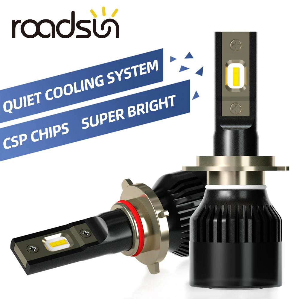 Roadsun-bombillas LED para faros delanteros de coche, Chips CSP, H7, H4, H1, H11, H3, H13, H27, 880, 9005, 9006, 12000LM, 80W