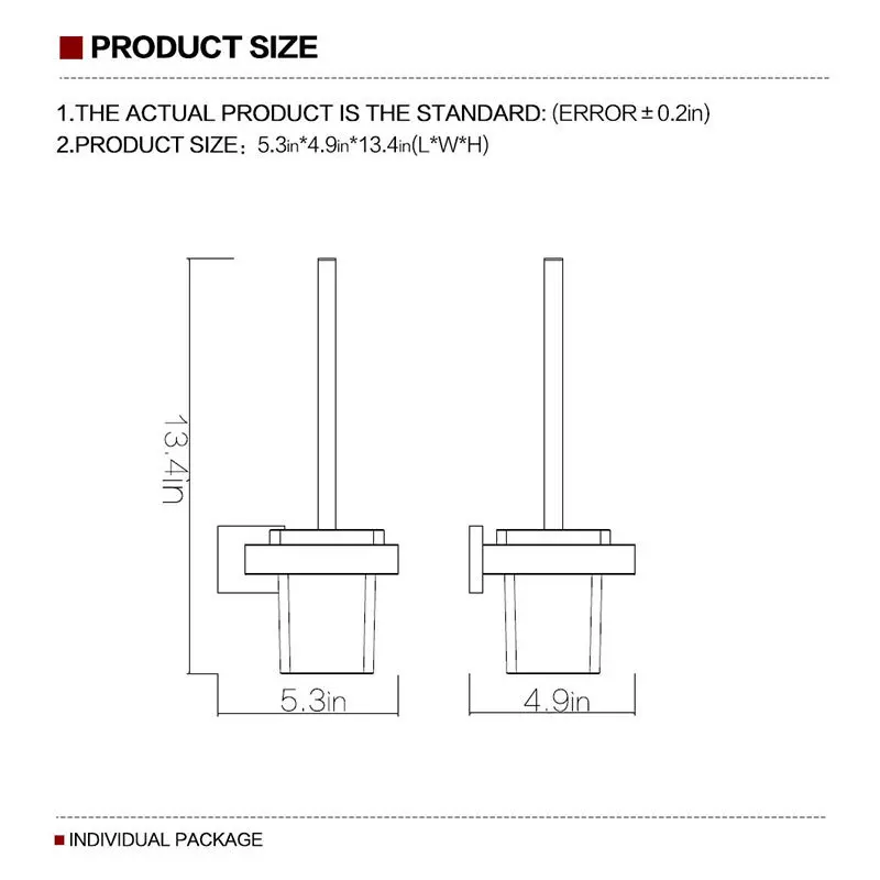 

Modern Toilet Brush with Holder Wall Mounted Stainless Steel Holder Luxury Toilet Brush Holder Set for Bathroom