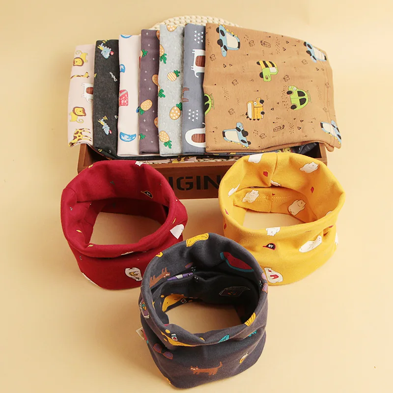 Новый детский шарф в цветочек с рисунком лисы машины волнистого оленя круглым