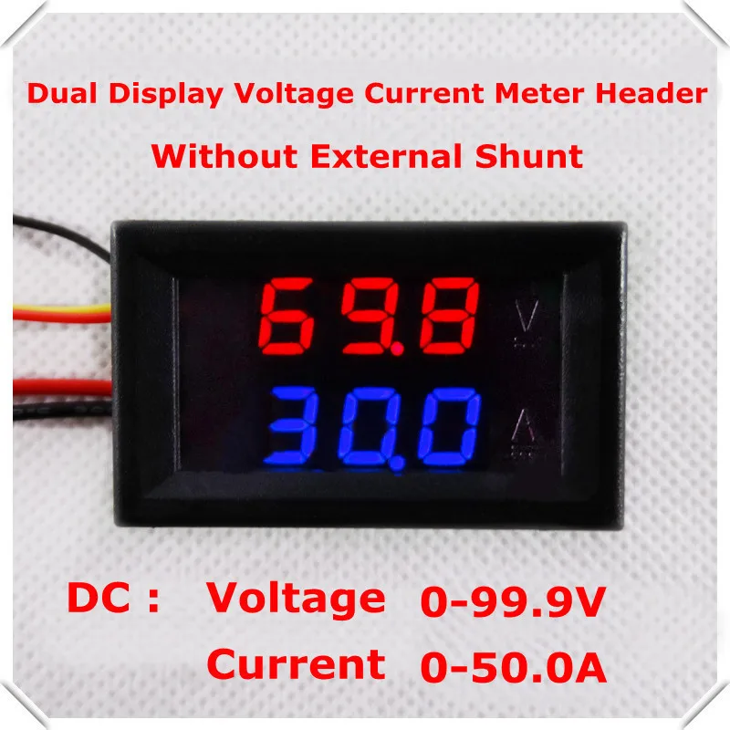 RD без шунта двойной СВЕТОДИОДНЫЙ Дисплей 0 28 DC0-100V/50A автомобильный измеритель
