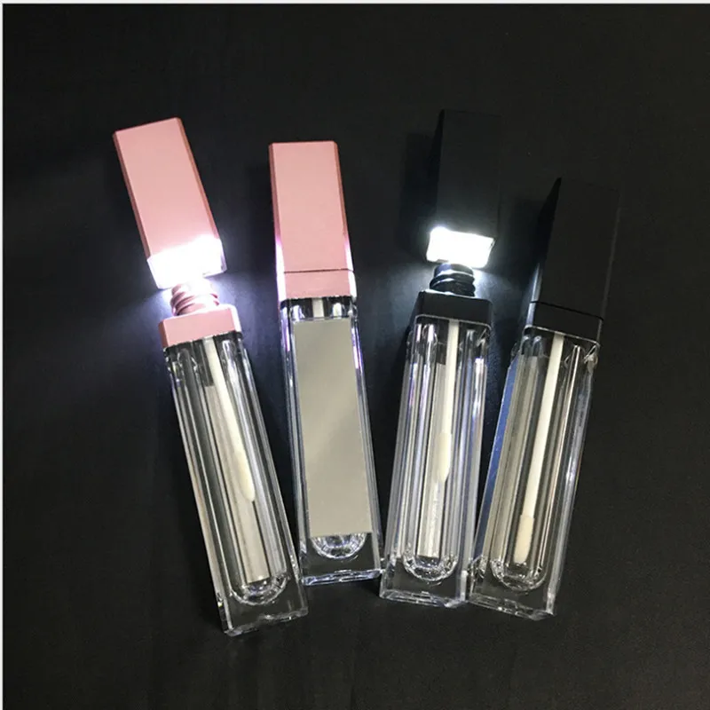 10-100pcs 7ml Empty Makeup DIY Lip Gloss Bottle With Mirror LED Lip Gloss Tube Square Lipstick Packing Bottle CAN ADD LOGO