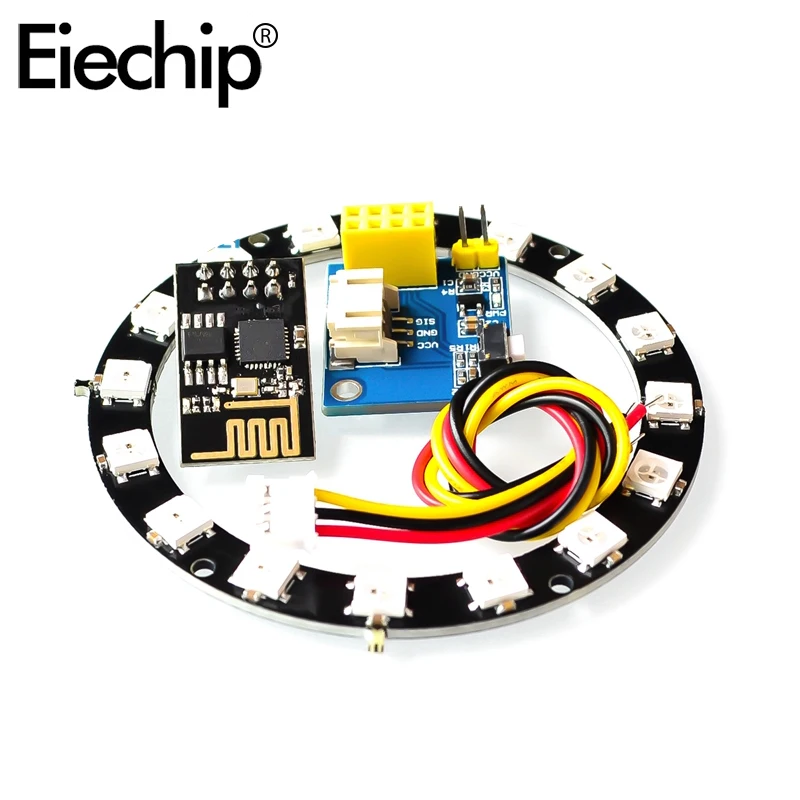 

Светодиодный потолочный светильник Панель модуль WS2812 RGB 16 бит, 5050 круглый макетная плата с ESP8266 ESP-01 Беспроводной WI-FI модуль для Arduino