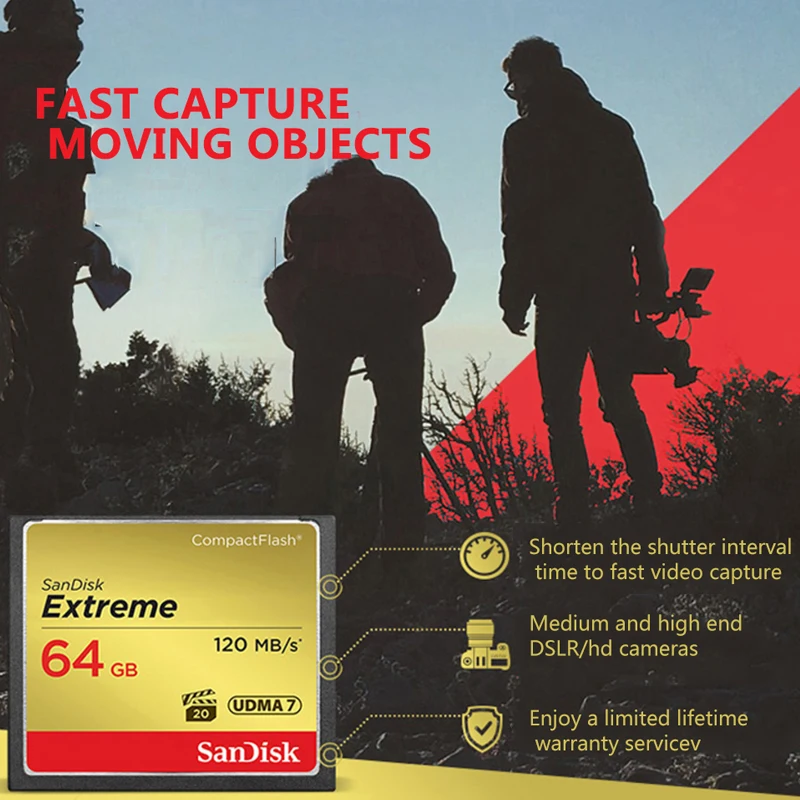 Карта памяти SanDisk Compactflash 32 ГБ 64 128 CF карта Extreme 800X высокоскоростная UDMA 7 120 Мб/с видео