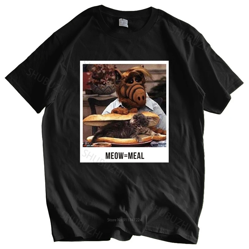 

unisex t-shirt loose style tops Tshirt men summer top tees Alf T Shirt Alf Meow T-Shirt Short Sleeve Printed Tee Shirt