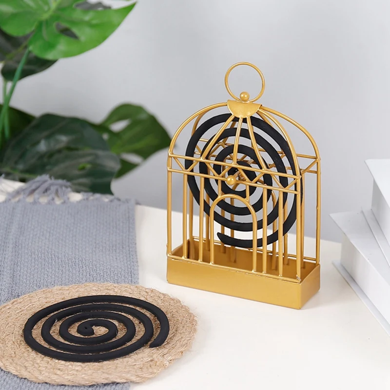 

Creative Birdcage Mosquito Coil Holder Gold Durable Mosquito Coil Holder Steel Mosquito Box Repellent E Incense Burner Portable