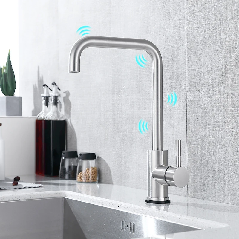 Fapully Stainless Steel Touch Control Kitchen Faucets Nickel Smart Sensor Kitchen Mixer Touch Faucet for Kitchen Sink Taps 1128