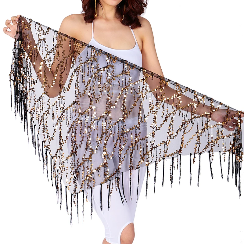 

Women Dance Performance Wear Hip Scarf Belly Dancing Belt Dancewear Accessories Sequin Tassel Hip Scarf
