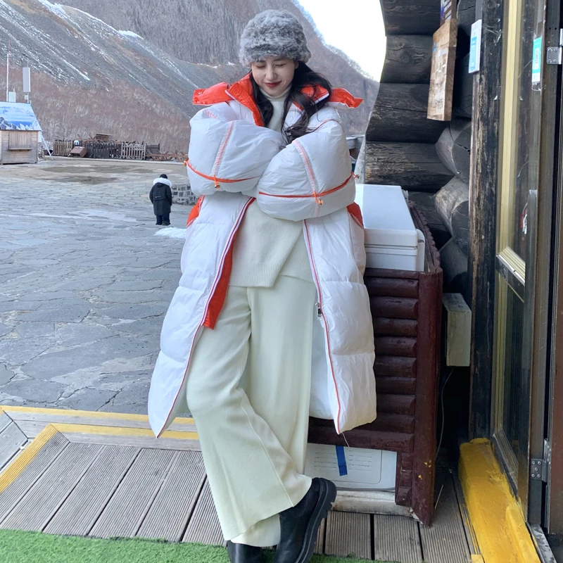

Patchwork Thick Winter Soft Comfort Coats Basic X-long Wide Waisted Winter Parka 2020 Winter Women's Basic Coats Causal Fashion